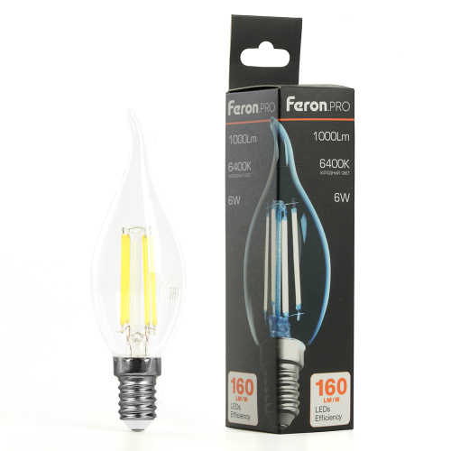 Лампа светодиодная Feron.PRO LB-1216 Свеча на ветру E14 6W 175-265V 6400K фото 2