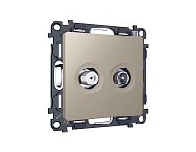 Комплект механизма розетки TV оконечной + SAT 5-862MHz 3.5dB/950-2150MHz 3.5dB Ambrella Volt ALFA Серо-бежевый матовый QUANT (AP3733, VM217) MA373310