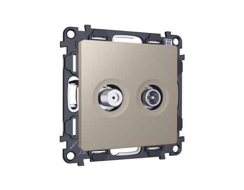 Комплект механизма розетки TV оконечной + SAT 5-862MHz 3.5dB/950-2150MHz 3.5dB Ambrella Volt ALFA Серо-бежевый матовый QUANT (AP3733, VM217) MA373310