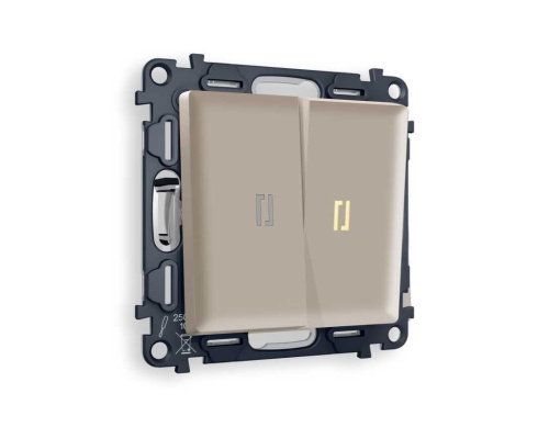 Комплект механизма 2-кл проходного выключателя AMBRELLA VOLT с подсветкой 3200K ALFA Серо-бежевый матовый QUANT (AP3640, VM120, G22Y) MA364030