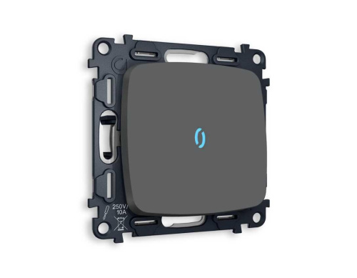 Комплект механизма 1-кл выключателя AMBRELLA VOLT с подсветкой 10000K OMEGA Графит мягкое касание  QUANT (OP9020, VM101, G17B) MO902020