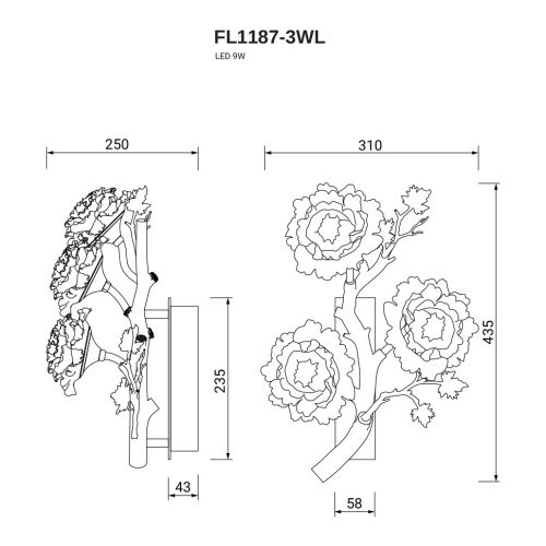 Настенный светильник Pristine Left FL1187-3WL фото 2