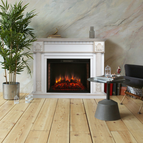 Каминокомплект IMPERIA/ПРЕСТИЖ Белый дуб с золотой патиной с очагом Электроочаг EPSILON/ЭПСИЛОН 33 фото 3