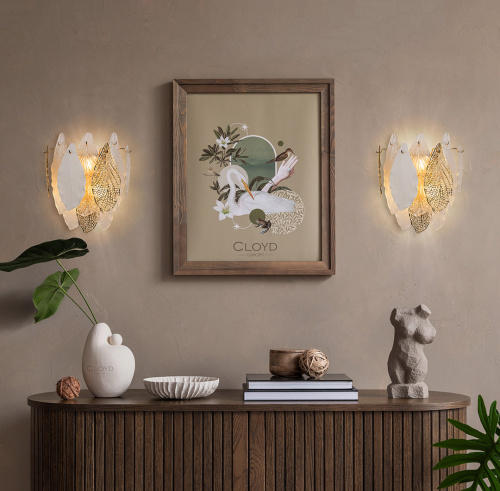 Бра Cloyd SENEGAL-A W3 / выс. 33 см - с золот. листьями - золото (арт.20110)