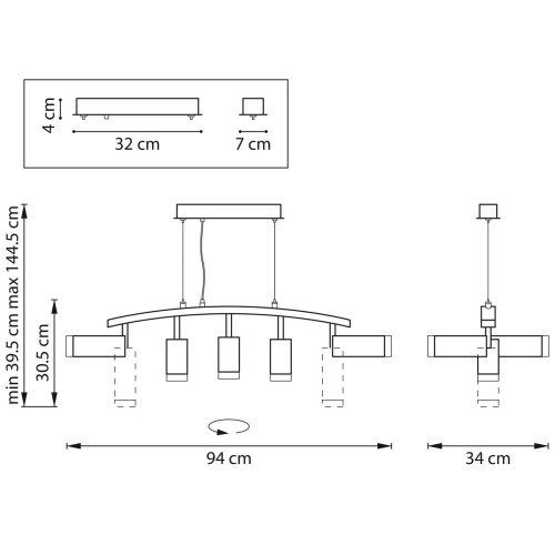 Комплект с подвесной люстрой Lightstar Rullo (571735+214437-3+214486-2+202430-5) LR7358623730 фото 3