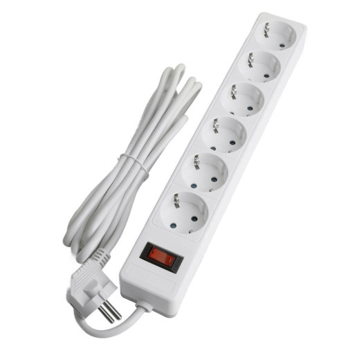 Сетевой фильтр 6-местный с/з STEKKER HM20-61-02 3x1мм2, 1,8 м, серия Optima, белый фото 3