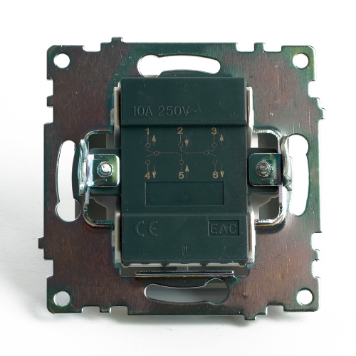 Переключатель 2-клавишный (механизм), STEKKER GLS10-7107-04, 250V, 10А, серия Катрин, шоколад фото 4