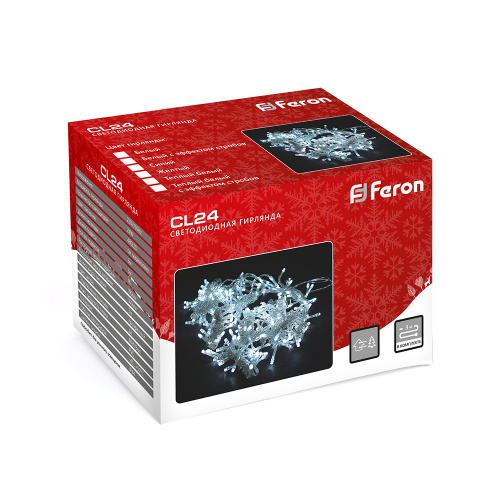 Светодиодная гирлянда Feron CL24 занавес 3*3м  + 3м 2700К статичная, c питанием от сети 230V, белый шнур фото 5