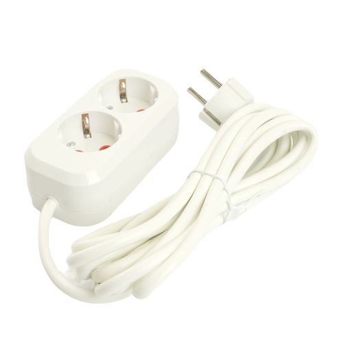 Удлинитель двухместный с/з  STEKKER HM06-21-02 3x1мм2, 2м, серия Home (У10-001), белый фото 7