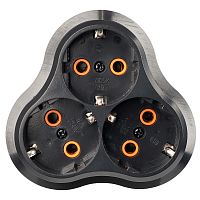 Разветвитель сетевой 3-местный с/з STEKKER ADP16-23-21, 250V, 16A, ABS пластик, черный