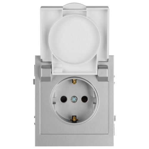 Розетка ЭРА Arktik 16-2103-03 с заземлением 2P+E Schuko со шторками с крышкой 16А-250В алюминий Б0070436 фото 7
