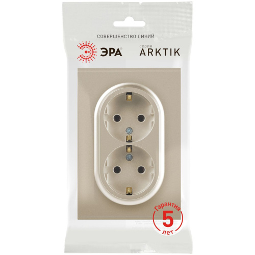 Розетка ЭРА Arktik 16-2104-04 двойная с заземлением 2X2P+E Schuko 16А-250В шампань Б0070447 фото 3