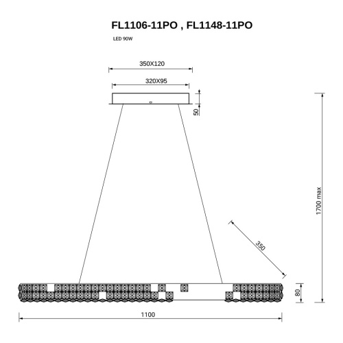 Люстра подвесная Elegance GoldFL1106-11PO фото 2