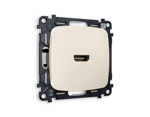 Комплект механизма розетки HDMI 2.0 AMBRELLA VOLT OMEGA Бежевый глянец 40V/500mA 2.0GHz 5-18Gbit/s QUANT (OP3140, VM222) MO314010