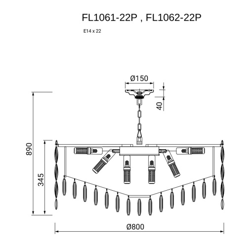 Люстра подвесная The Empress Chrome FL1062-22P фото 2
