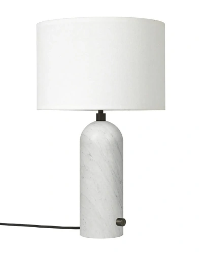 Настольная лампа "Эдвин" из белого мрамора с белым абажуром
