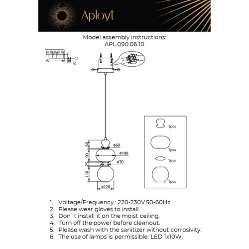 Светильник подвесной APL.090.06.10 фото 2