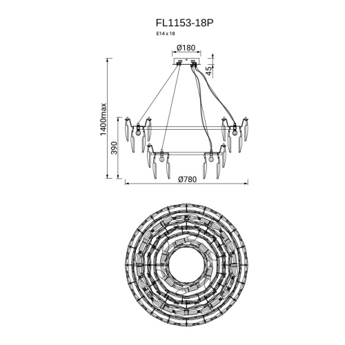 Люстра подвесная Infinita FL1153-18P фото 2 Люстра подвесная Infinita FL1153-18P фото 2