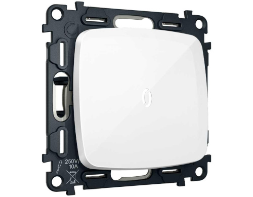 Комплект механизма 1-клавишного выключателя с самовозвратом с подсветкой 5600K Ambrella Volt OMEGA Белый глянец QUANT (OP1020, VM113, G14W) MO102055