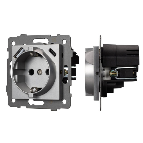 Механизм розетки с USB зарядкой SCT-MUAC-PL-GR-V (250V, 16A) Arlight 049831 Механизм розетки с USB зарядкой SCT-MUAC-PL-GR-V (250V, 16A) Arlight 049831