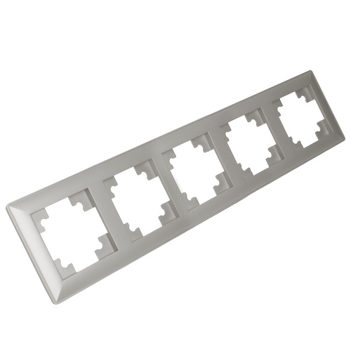 Рамка STEKKER, PFR00-7005-03 5-местная, пластик, серия Катрин, серебро фото 5