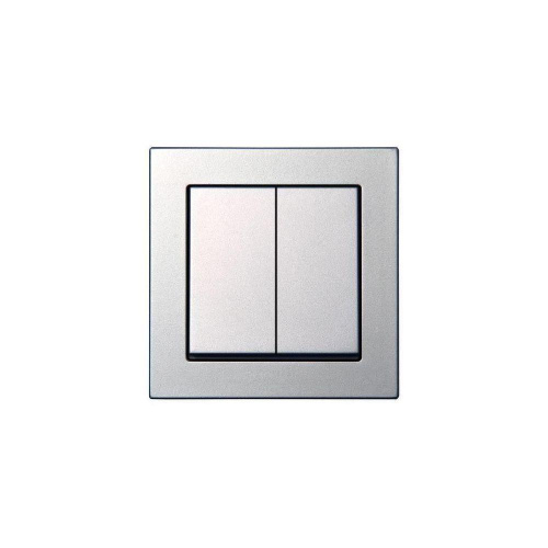 Выключатель двухклавишный Liregus Epsilon серебро 28-173 Выключатель двухклавишный Liregus Epsilon серебро 28-173