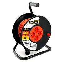 Удлинитель на катушке Stekker STD03-20-50 Standart 4-местный с/з ПВС 3*1,5, оранжевый, 16А, IP20,50м (40174)