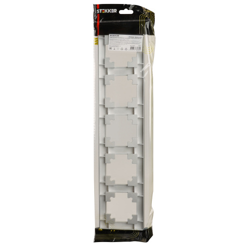 Рамка STEKKER, PFR00-7005-03 5-местная, пластик, серия Катрин, серебро фото 3