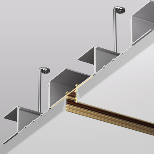 Трек SHINE HIDE для ГКЛ 12,5мм, 2м, 48В DC, IP20, сатинированная латунь, алюминий фото 4