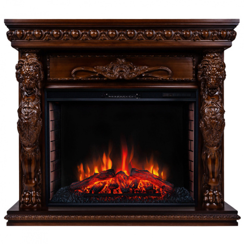 Каминокомплект ROMANO/ЛИОН Орех с очагом Электроочаг EPSILON/ЭПСИЛОН 33