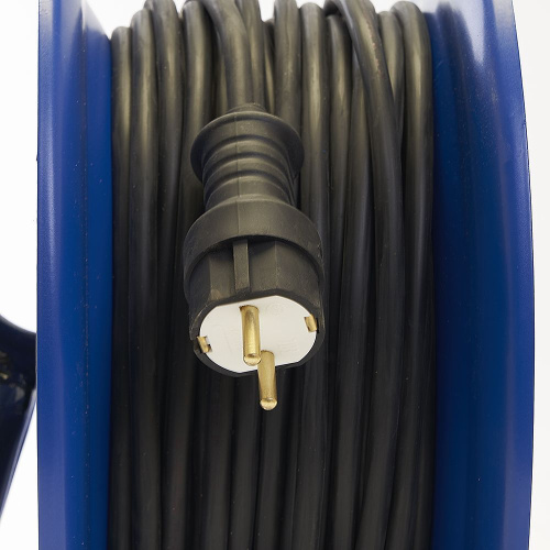 Удлинитель на металлической катушке с/з 4-местный Stekker, PRF02-41-30, 30м, 3*2,5, серия Professional, синий фото 3