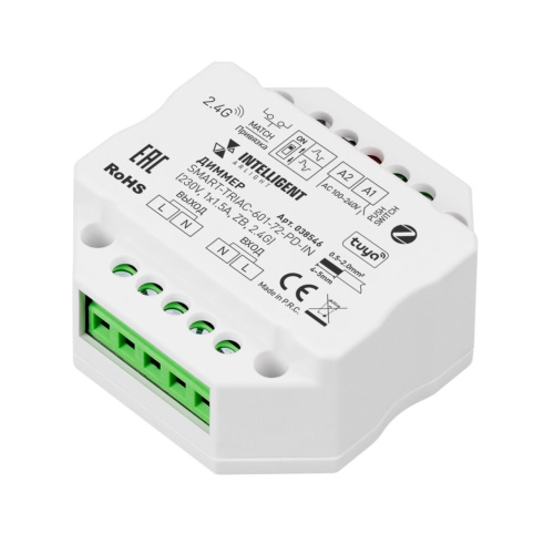 INTELLIGENT ARLIGHT Диммер SMART-TRIAC-601-72-PD-IN (230V, 1x1.5A, ZB, 2.4G) (IARL, IP20 Пластик, 5 лет) 038546 INTELLIGENT ARLIGHT Диммер SMART-TRIAC-601-72-PD-IN (230V, 1x1.5A, ZB, 2.4G) (IARL, IP20 Пластик, 5 лет) 038546