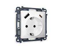 Комплект механизма электрической розетки AMBRELLA VOLT ALFA Белый глянец 2USB A+C 20W (быстрая зарядка) с/з QUANT (AP1100, VM160) MA110010