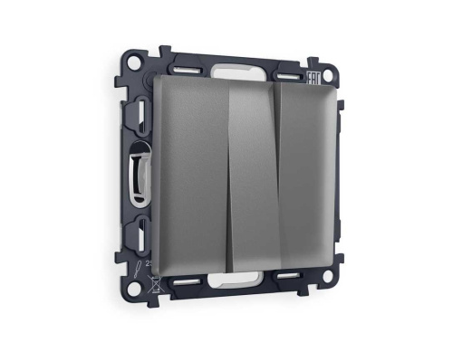 Комплект механизма 3-кл выключателя AMBRELLA VOLT ALFA Антрацит серый QUANT (AP6550, VM133) MA655010