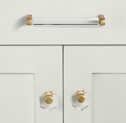 Ручка-кнопка Lambeth Crystal Hex. d.3.2 Lac.Burnished Brass фото 3