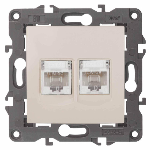 Розетка информационная 2XRJ45 ЭРА Elegance 14-3108-02 Б0034309 Розетка информационная 2XRJ45 ЭРА Elegance 14-3108-02 Б0034309