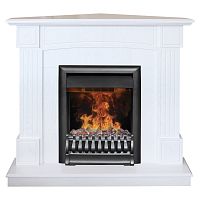 Электрокамин RealFlame Andrea Corner WT фактурный белый с очагом 3D Oregan