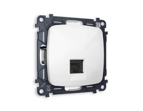 Комплект механизма компьютерной розетки OMEGA Белый глянец RJ-45(8P8C) с автоматической защитной шторкой QUANT (OP1120, VM188) MO112010