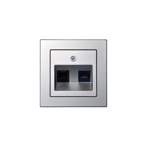 Розетка RJ45/RJ11 Liregus Epsilon серебро 28-185 Розетка RJ45/RJ11 Liregus Epsilon серебро 28-185