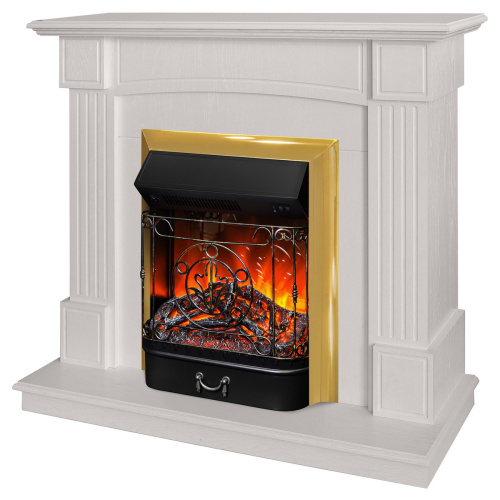 Электрокамин RealFlame Andrea WT фактурный белый с очагом Majestic Lux Brass фото 2