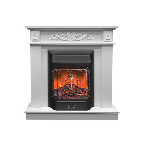 Каминокомплект АФРОДИТА Белый с очагом Электроочаг MAJESTIC LUX/МАДЖЕСТИК