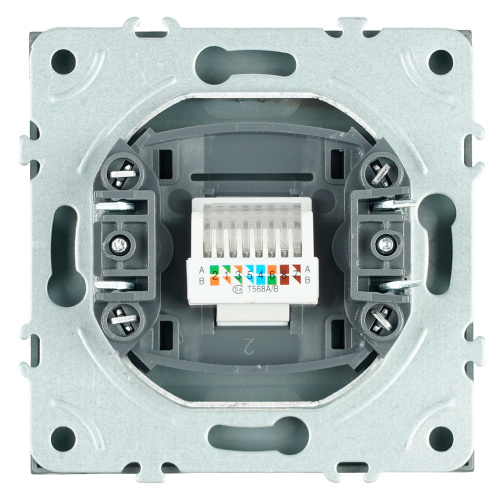 Розетка компьютерная 1-местная RJ-45 (механизм), STEKKER, серия Эмили, RST00-5117-09, антрацит, soft touch фото 5