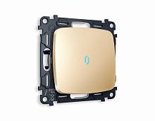 Комплект механизма 1-кл проходного выключателя AMBRELLA VOLT с подсветкой 10000K OMEGA Шампань QUANT (OP6020, VM105, G29B) MO602040