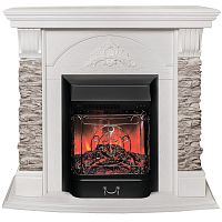 Каминокомплект ATHENA/АТЛАНТА GR Белый дуб с очагом Электроочаг MAJESTIC LUX/МАДЖЕСТИК