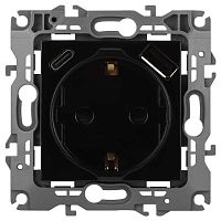 Розетка ЭРА Серия 12 12-4108-06 2P+E 16A-250В со шторками с USB type-A+C 5В-3А чёрный Б0067746