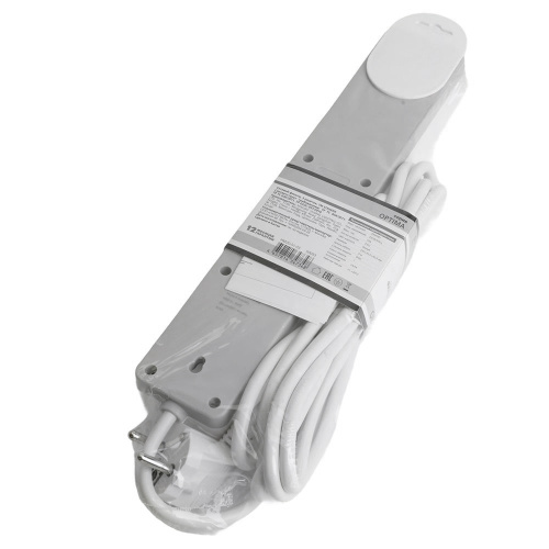 Сетевой фильтр 5-местный с/з STEKKER HM20-51-02 3x1мм2, 1,8 м, серия Optima, белый фото 7