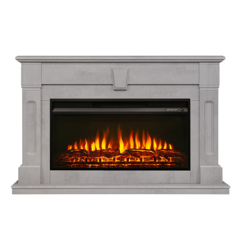 Каминокомплект KELLIE/БРИСТОЛЬ Бетон светлый с очагом Электроочаг FLASH/ФЛЭШ 36