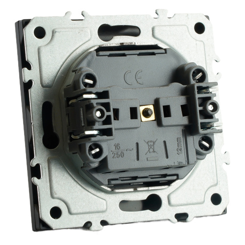 RST16-5113-05 Розетка 1-местная с крышкой с защ. штор STEKKER, б/з, IP42, 250В, 16А, серия Эмили, RST16-5113-05, черный уголь, soft touch фото 7