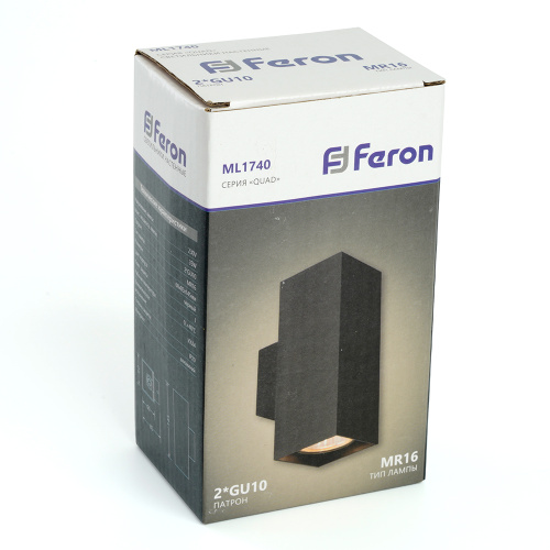 Светильник  настенный Feron ML1740 QUAD   MR16 35W, 230V, 2*GU10,  чёрный IP20 фото 8