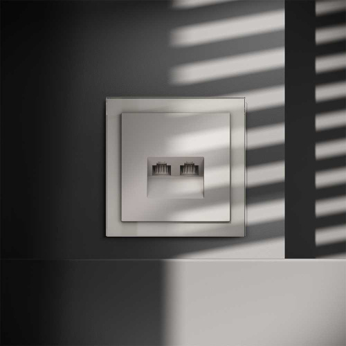 Розетка компьютерная встраиваемая Voltum S70 двойная RJ45+RJ45 кат.6, (кашемир) VLS060203 фото 5